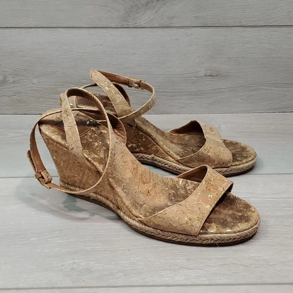 Tory Burch Womens Strappy Leather Wedge Sandals shoes sz 7.5 M